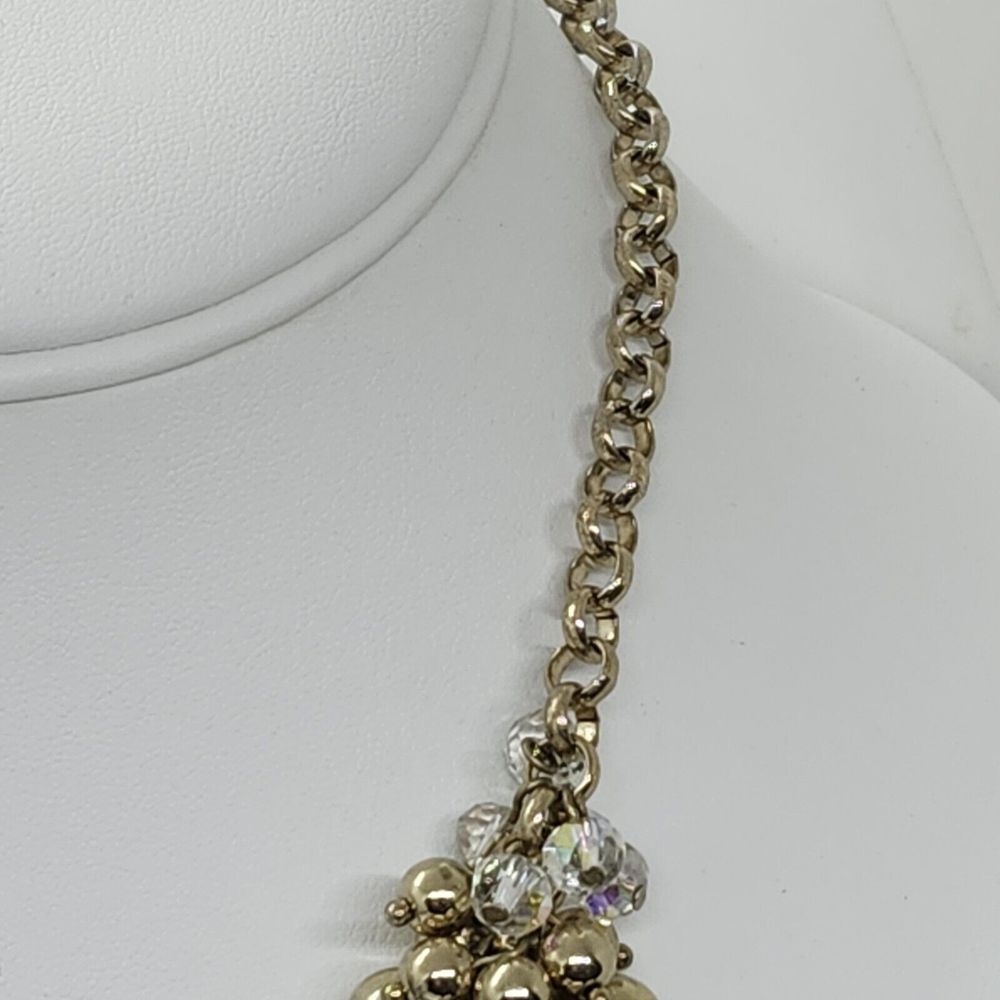 Tear Drop Bead‎ Statement Bib Necklace Gold Tone - Picture 6 of 8